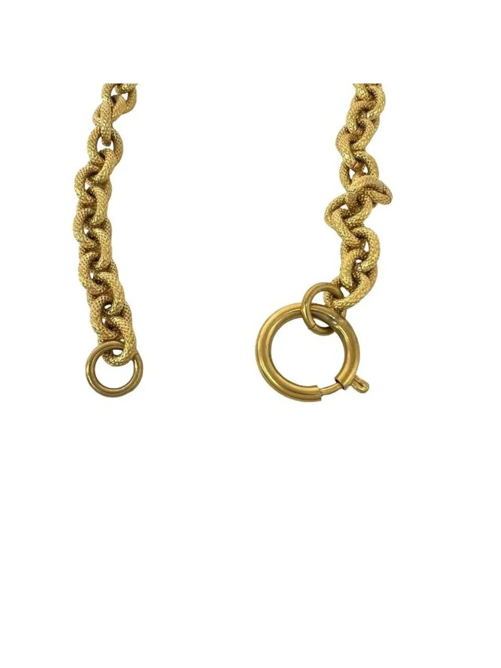Chanel With Rice 93A Vintage CC Logo Lava Motif Chain Necklace Gold